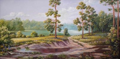 Сосны у реки. 40х80,  Н.Резник